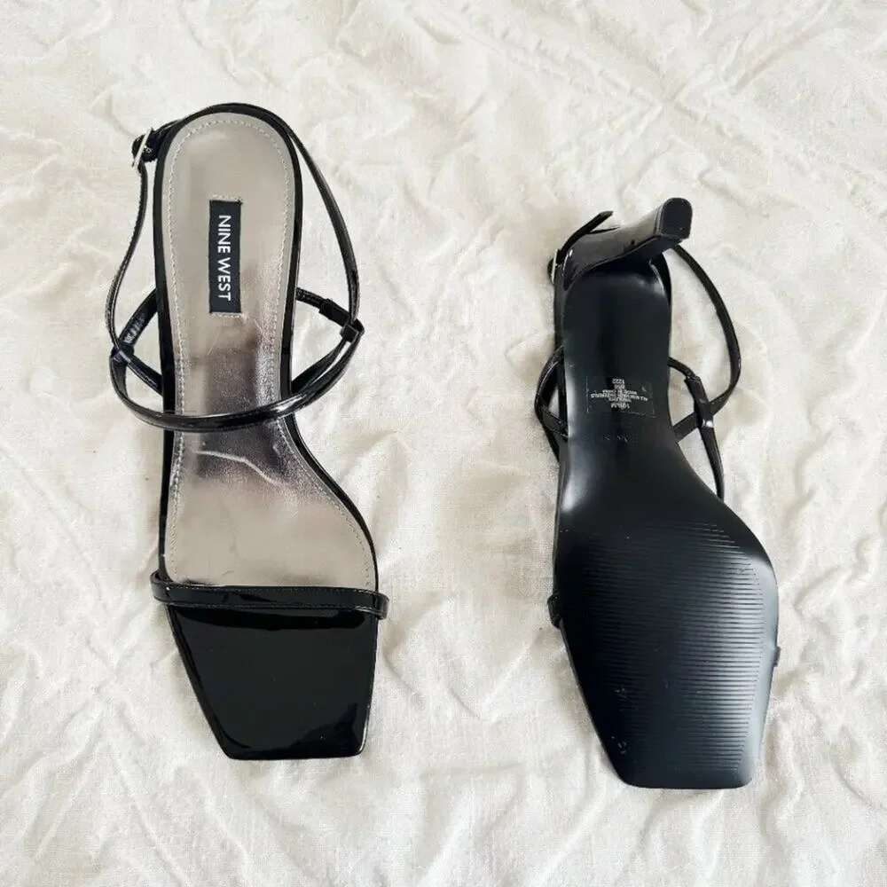 BOGO Nine West Olah Square Toe Heeled Dress Sandals Size 10.5 New